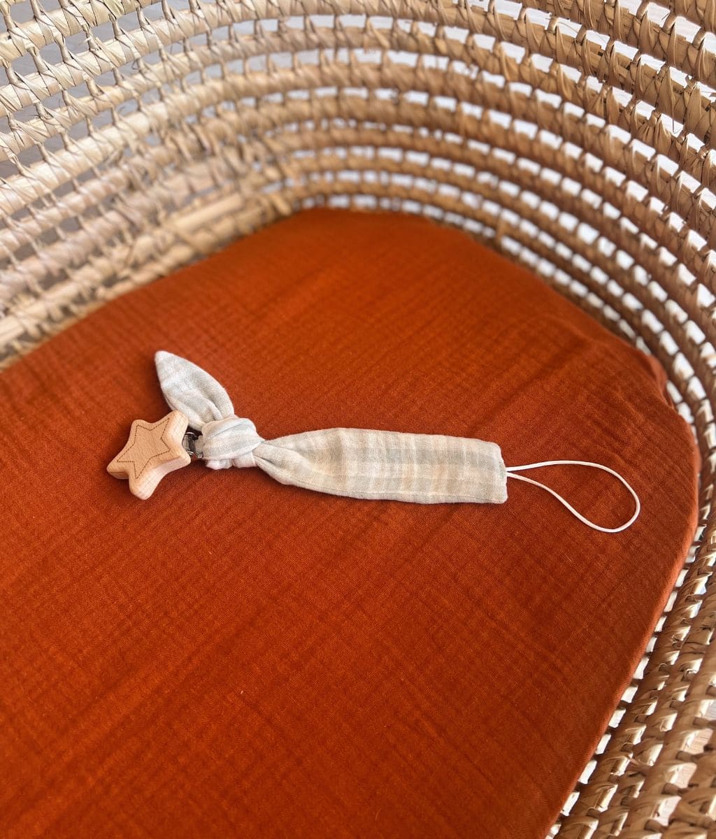 Coline the gingham pacifier clip