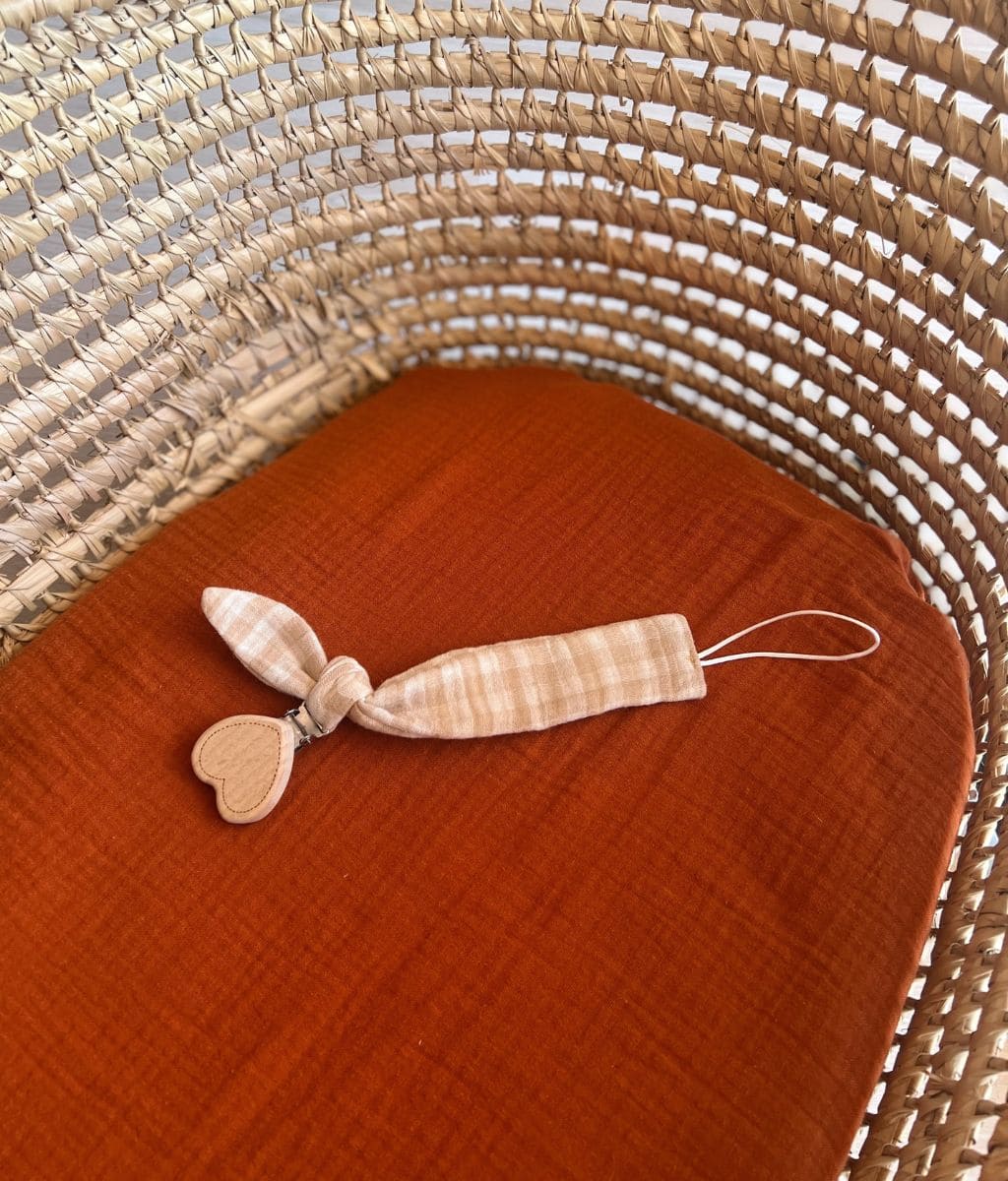 Coline the gingham pacifier clip