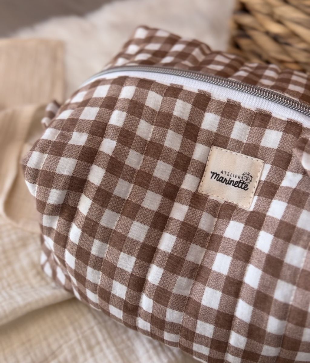 Paulette, der Maxi-Kulturbeutel mit Gingham-Karomuster